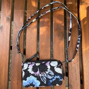 Vera Bradley RFID All in One Crossbody Bag Plum Pansies